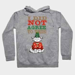 Disgruntled Cat in Ugly Christmas Sweater (light background) Hoodie